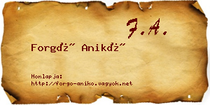 Forgó Anikó névjegykártya
